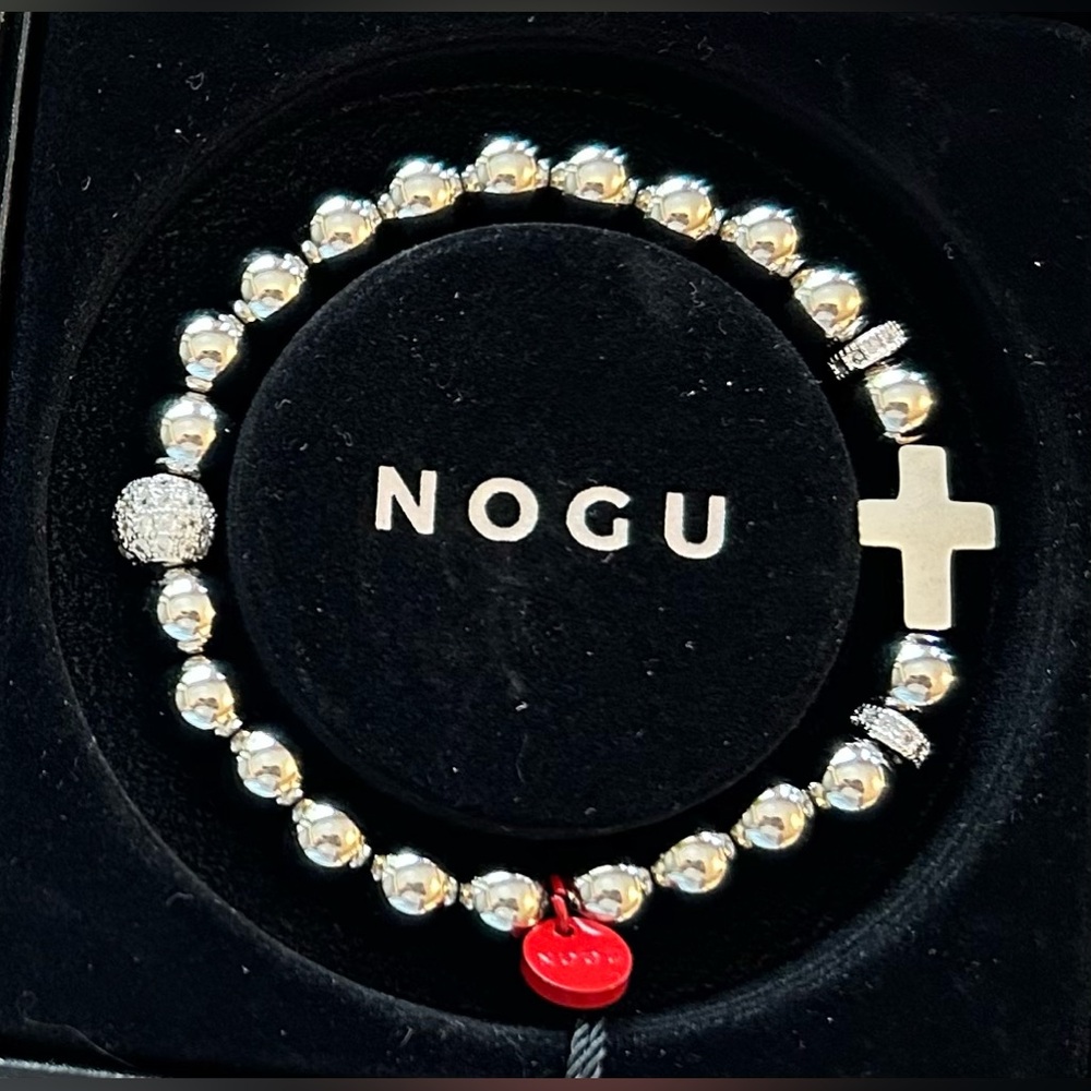 🩶❤️ NOGU Silver and Red Enamel Santa Cross Bracelet ❤️🩶